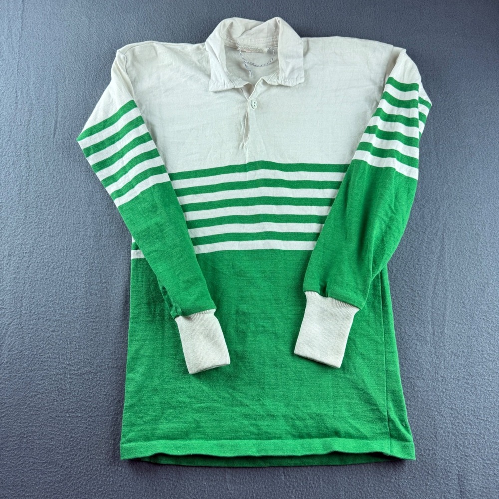 Vintage Canterbury of New Zealand Rugby Jersey Mens S Green White Striped Single
